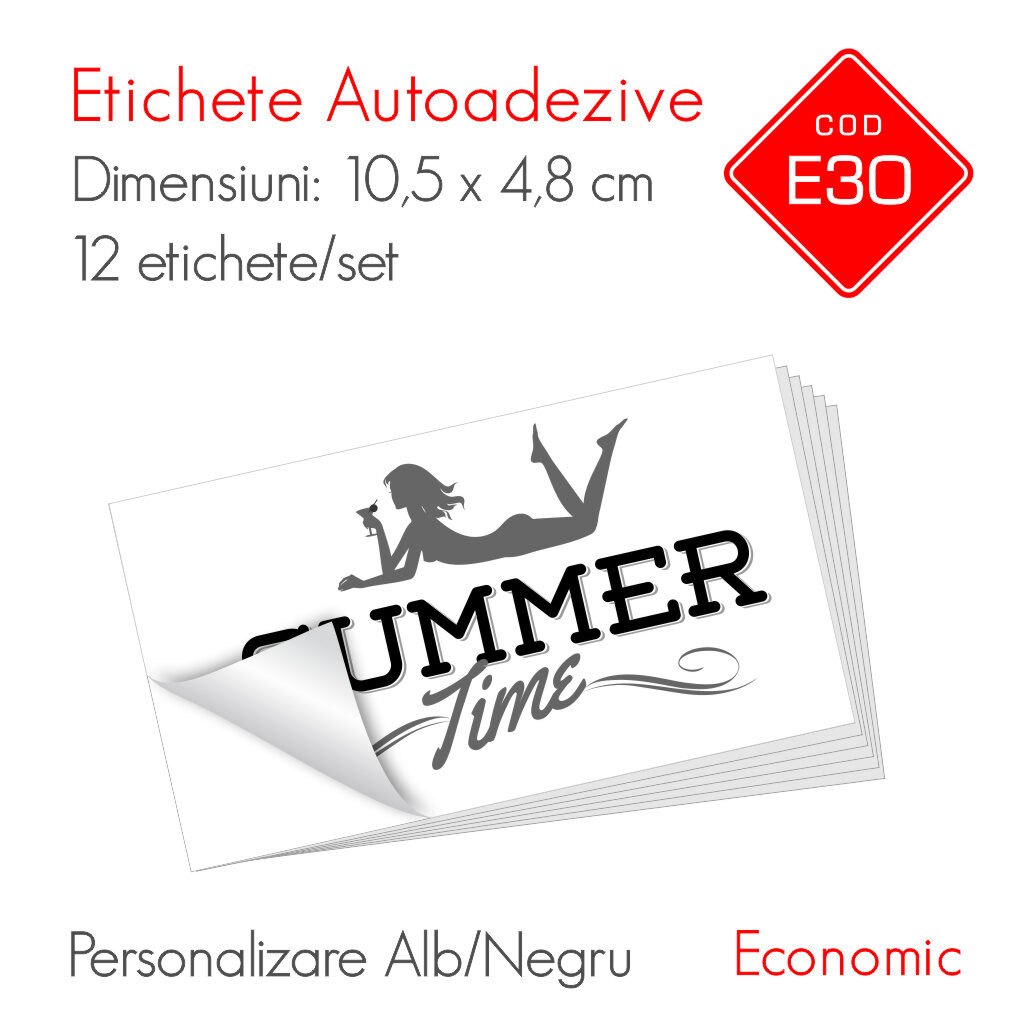 Etichete Autoadezive Personalizate Alb Negru 105 x 48 mm | Economic