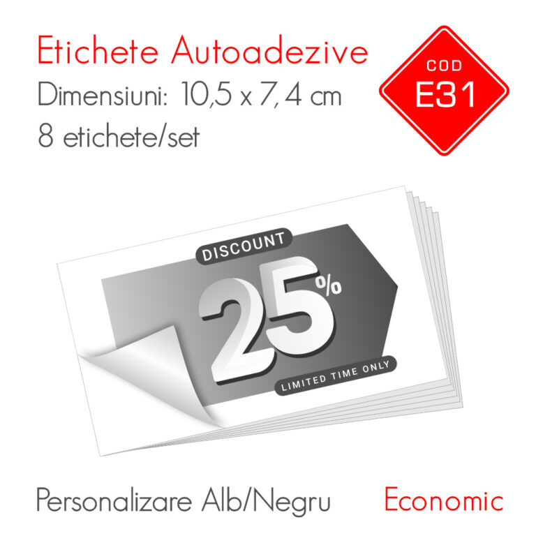 Etichete Autoadezive Personalizate Alb/Negru 105 x 74 mm | Economic