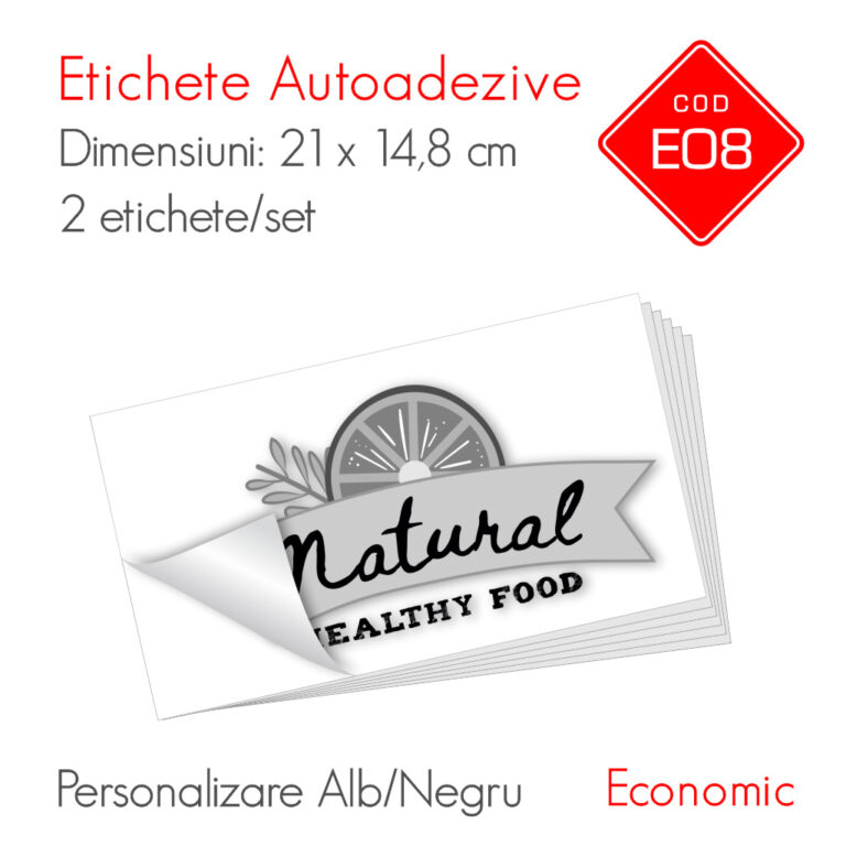 Etichete Autoadezive Personalizate Alb/Negru 210 x 148 mm | Economic
