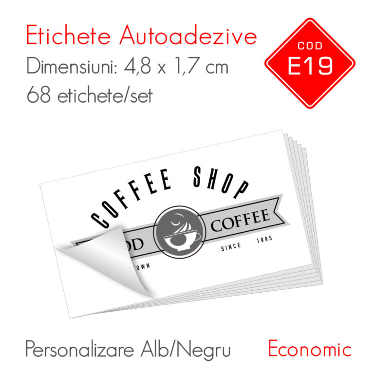 Etichete Autoadezive Personalizate Alb/Negru 48 x 17 mm | Economic