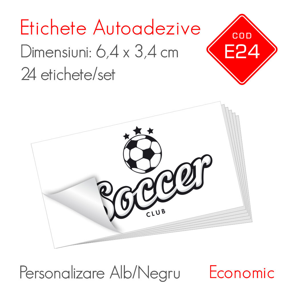 Etichete Autoadezive Personalizate Alb/Negru 64 x 34 mm Economic