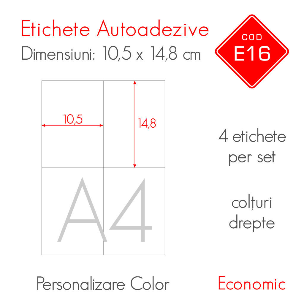 Etichete Autoadezive Personalizate Color 105 x 148 mm Economic E16 B