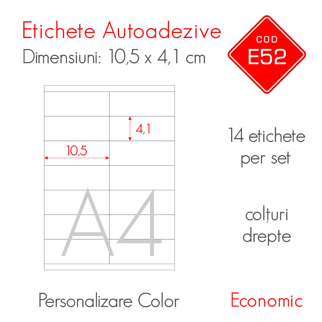 Etichete Autoadezive Personalizate Color 105 x 41 mm | Economic