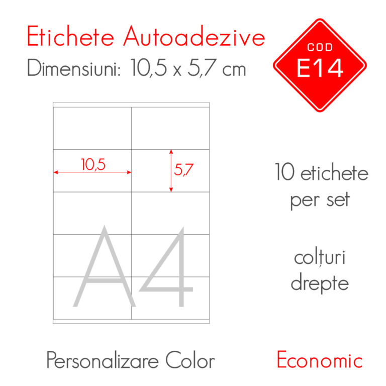 Etichete Autoadezive Personalizate Color 105 x 57 mm Economic E14 B