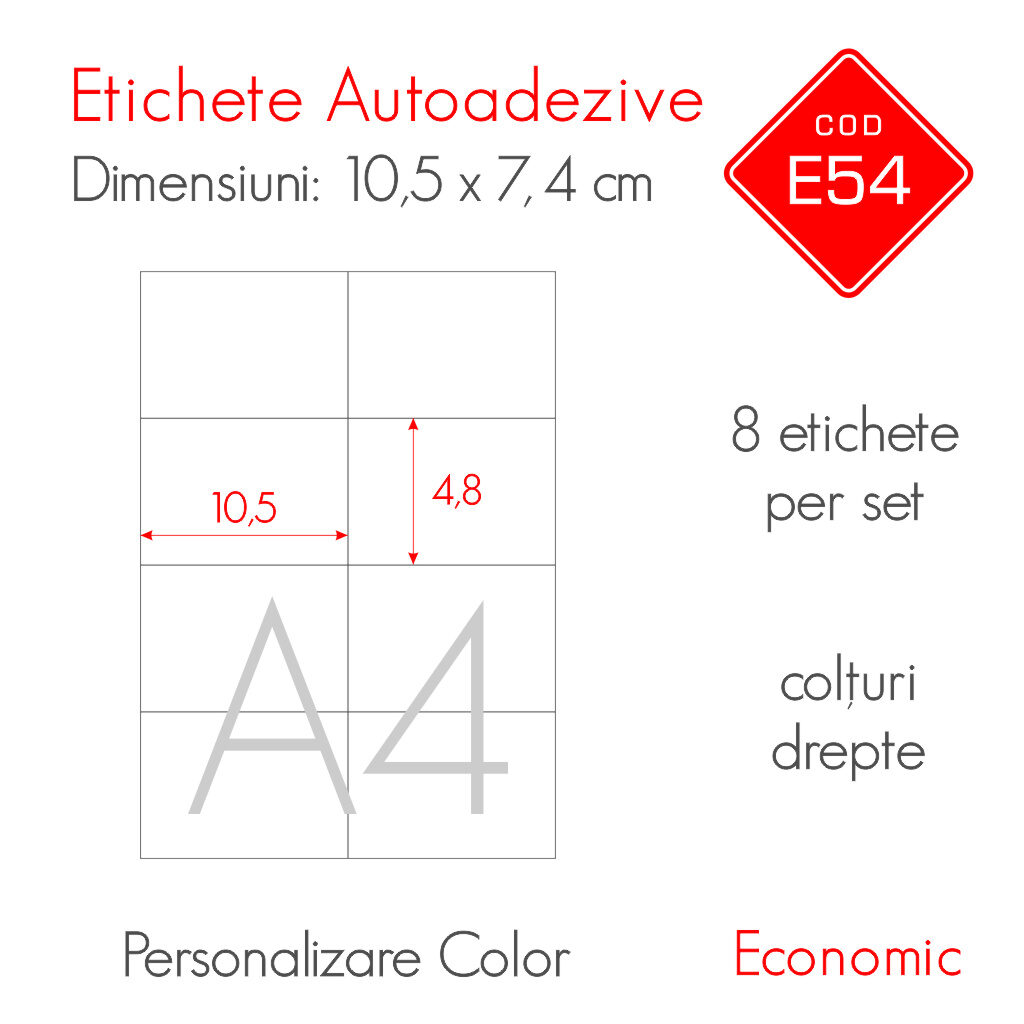 Etichete Autoadezive Personalizate Color 105 x 74 mm | Economic