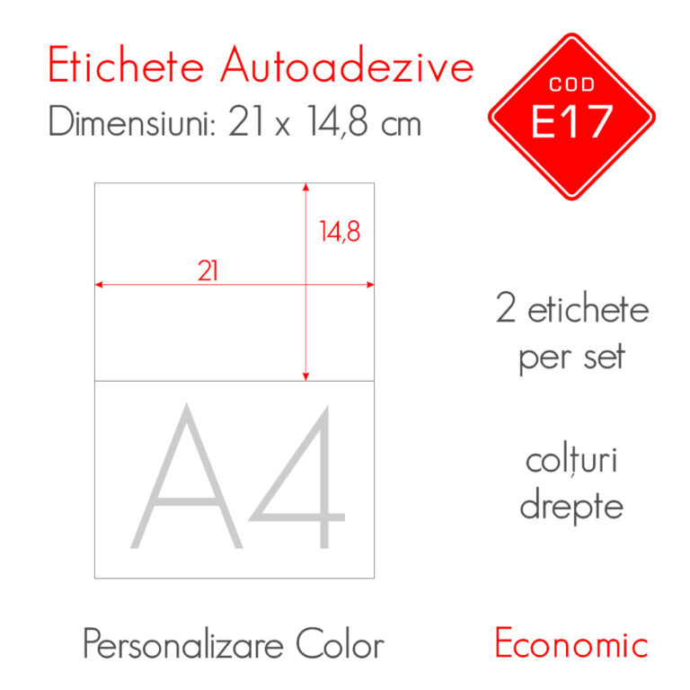 Etichete Autoadezive Personalizate Color 210 x 148 mm Economic E17 B