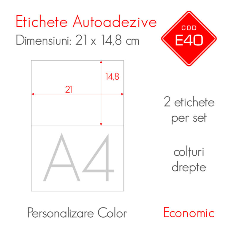 Etichete Autoadezive Personalizate Color 210 x 148 mm | Economic