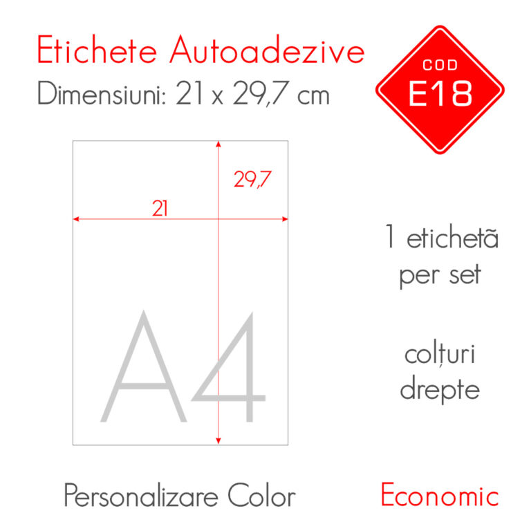 Etichete Autoadezive Personalizate Color 210 x 297 mm Economic E18 B