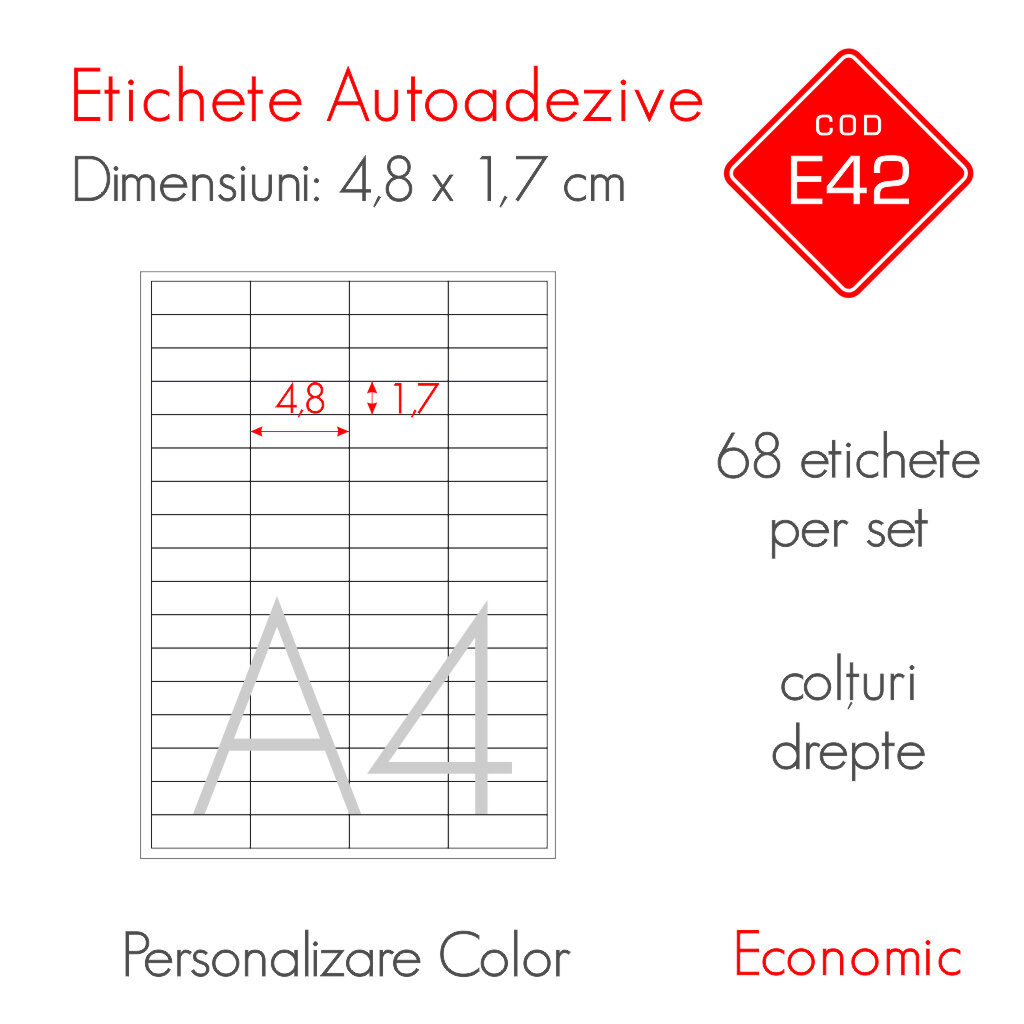 Etichete Autoadezive Personalizate Color 48 x 17 mm | Economic