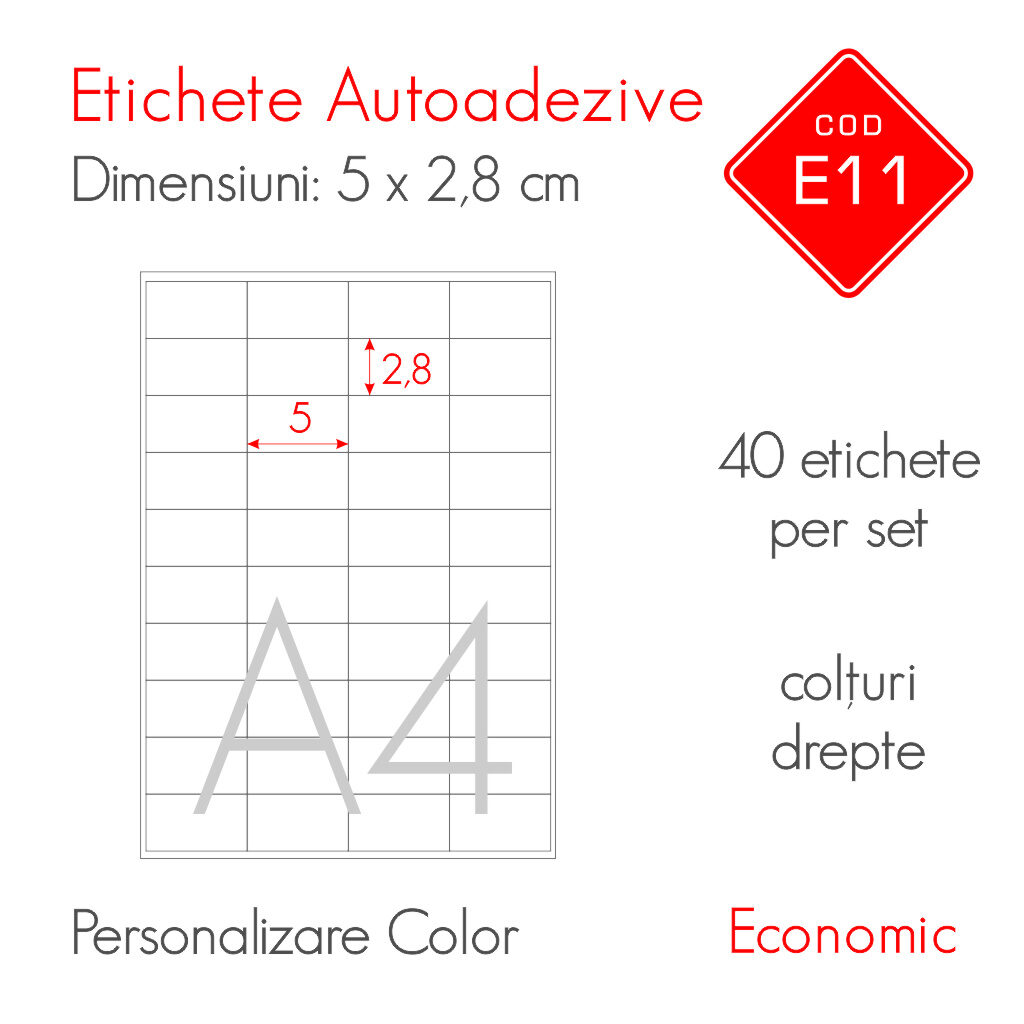 Etichete Autoadezive Personalizate Color 50 x 28 mm Economic E11 B