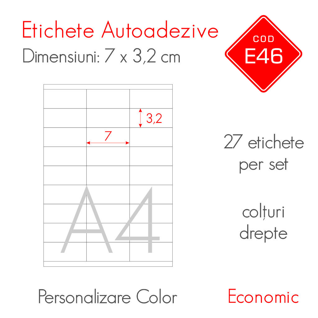 Etichete Autoadezive Personalizate Color 70 x 32 mm | Economic