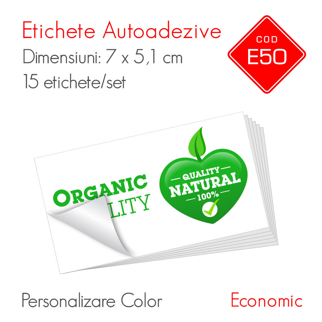 Etichete Autoadezive Personalizate Color 70 x 51 mm | Economic