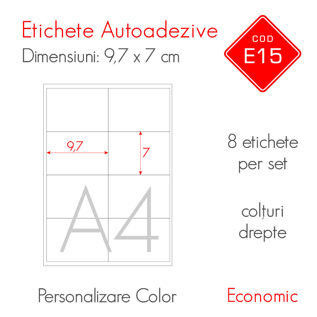 Etichete Autoadezive Personalizate Color 97 x 70 mm Economic E15 B