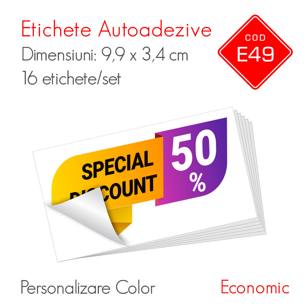 Etichete Autoadezive Personalizate Color 99 x 34 mm | Economic